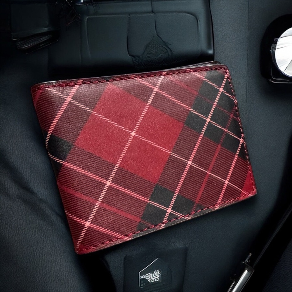 ✅Fossil Men’s Leather Plaid Bifold Wallet